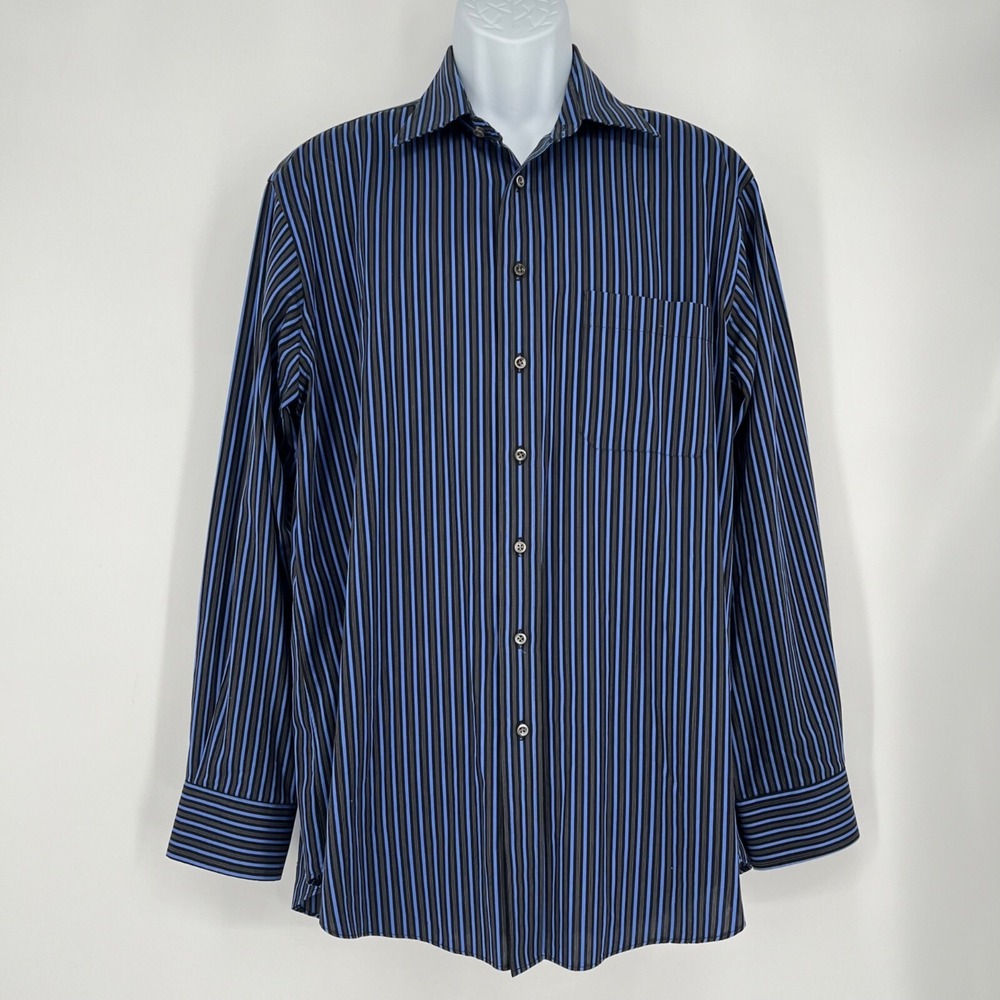 Scott Barber Men's Blue‎  Striped Long Sleeve Shirt Size L